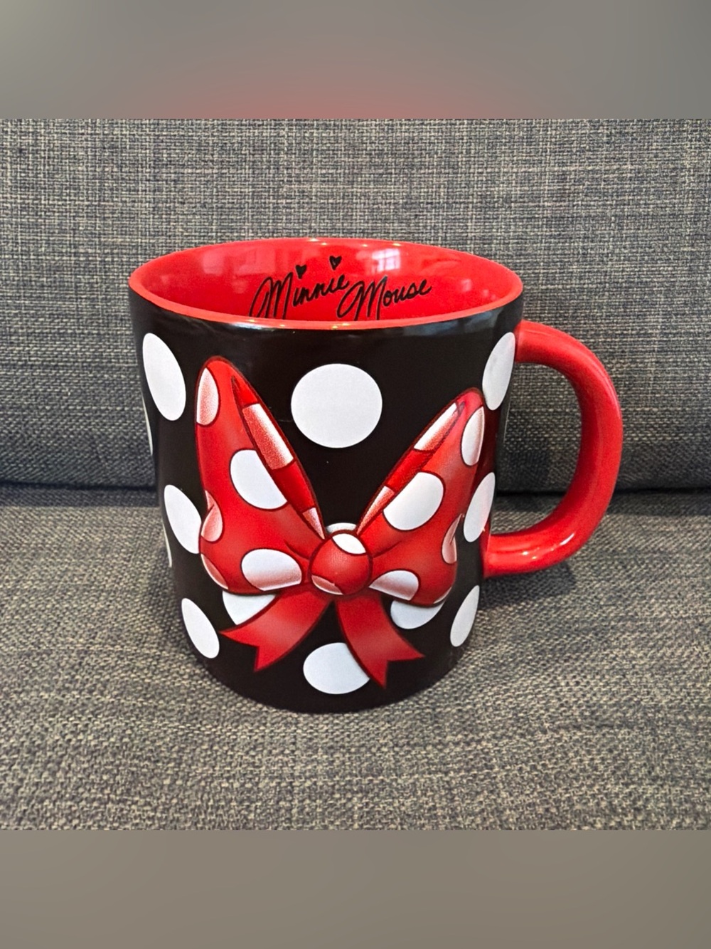 Disney Minnie Mouse Mug Logo Black Red One Size